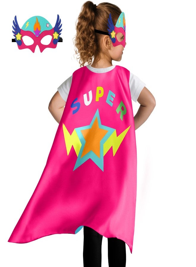 D.Q.Z Superhero-Capes and Masks for Kids Gifts for Girls Boys Super Hero Dress Up Cape and Mask (Rose-Cyan) - Image 2